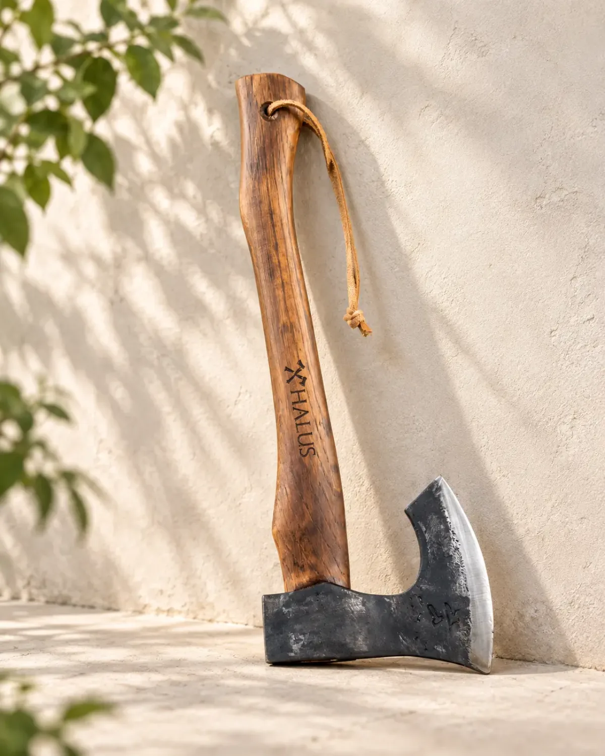 Skägg Bushcraft Axe, haft and calfskin lanyard