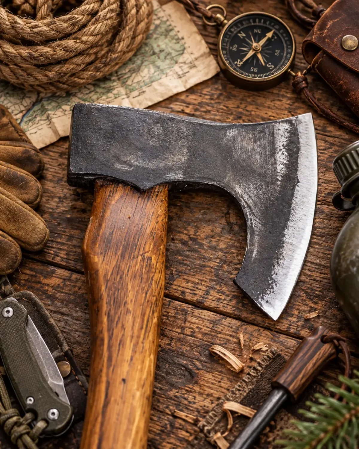 Skägg Bushcraft Axe, forged head in close-up